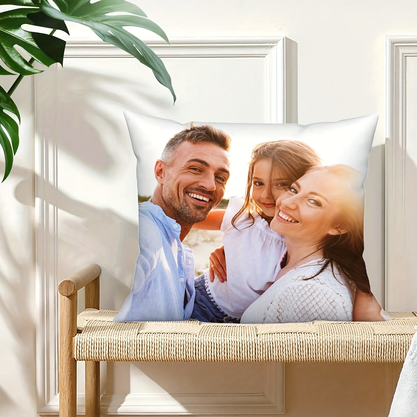 Image of Personalized Photo Pillowcase - Personalized Family Portrait Double-sided Printing, Invisible Zipper Perfect For Couples And Home Decor Gifts, Decorative Pillowcases