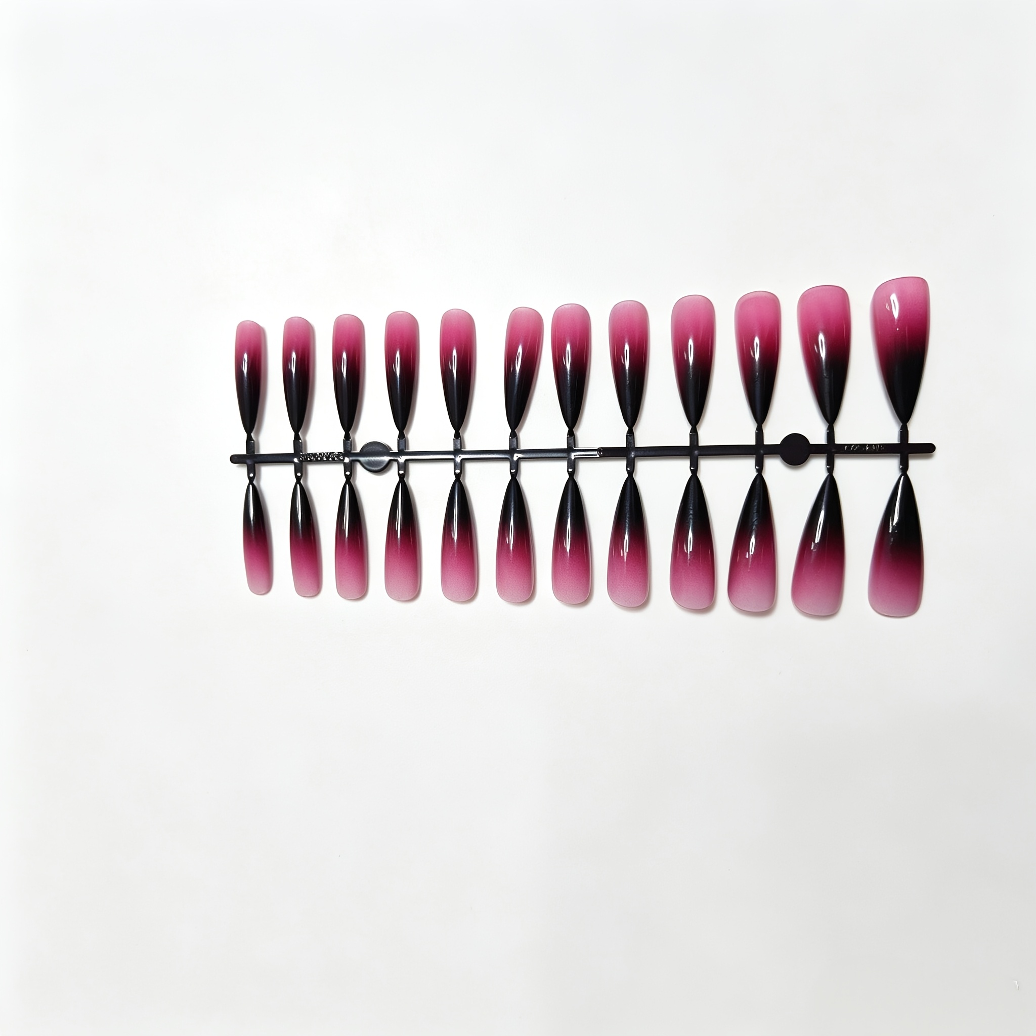 TEMU Long Teardrop Gradient Gloss Press-on Nails, 24pcs Set, Fashionable And Simple Manicure