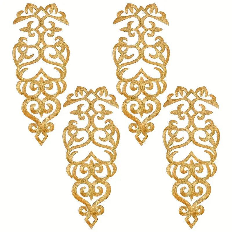 golden patch for dress MAYJOYDIY Gold 12Pcs Gold Flower Applique Patches for Clothes 6 Styles Polyester Golden Auspicious Cloud Embroidery Lace Applique Golden Ethnic Style
