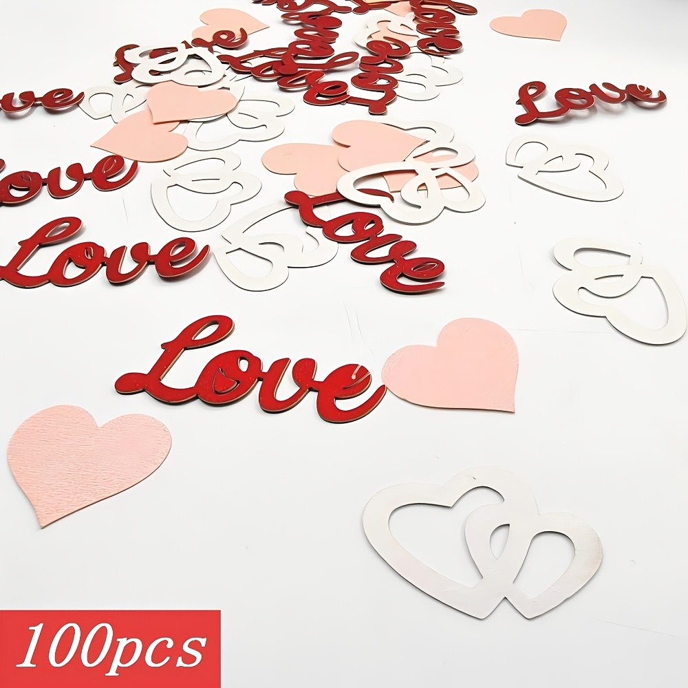 100pcs Double-sided Fine Heart Paper Confetti, Red Romantic Atmosphere Party Throwing Confetti, Suitable For Engagement Banquets, Wedding Valentine's Day Day Decoration