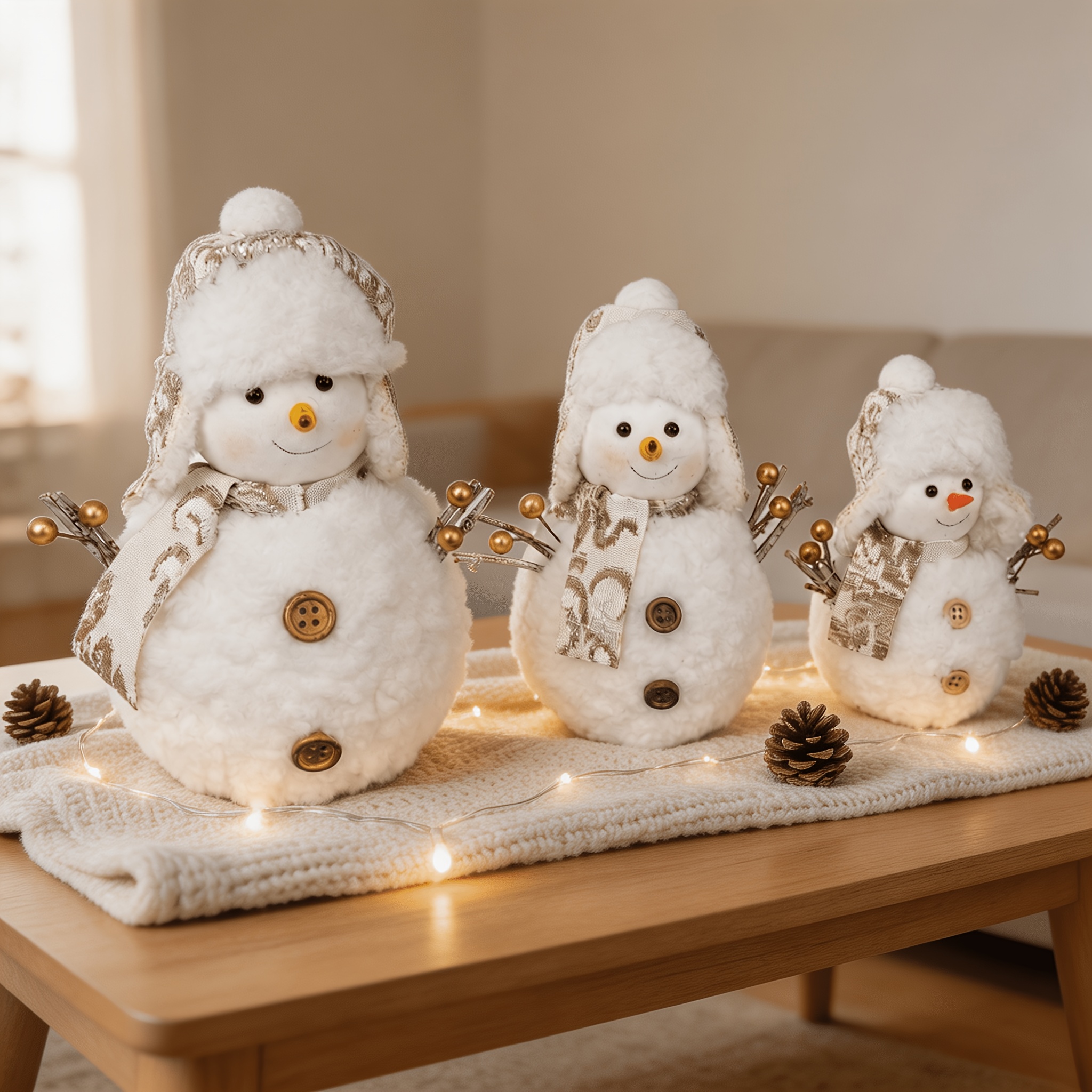 TEMU 3pcs Christmas Snowman Decoration Set: Snowman Ornaments With Wintery Atmosphere; White Snowman Figurines Suitable For Decorating Mantels,