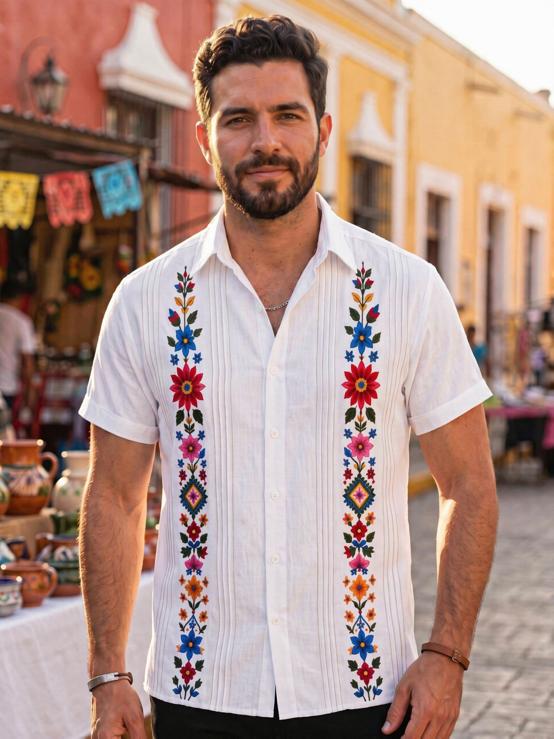 mexican dress shirt men Embroidered Guayabera - Brown Handcrafted Detail | Casa Habana - Casa Habana featuring the iconic design that has been a part of Mexican celebrations for generations Men's Guayaberas – Camelia Mexican
