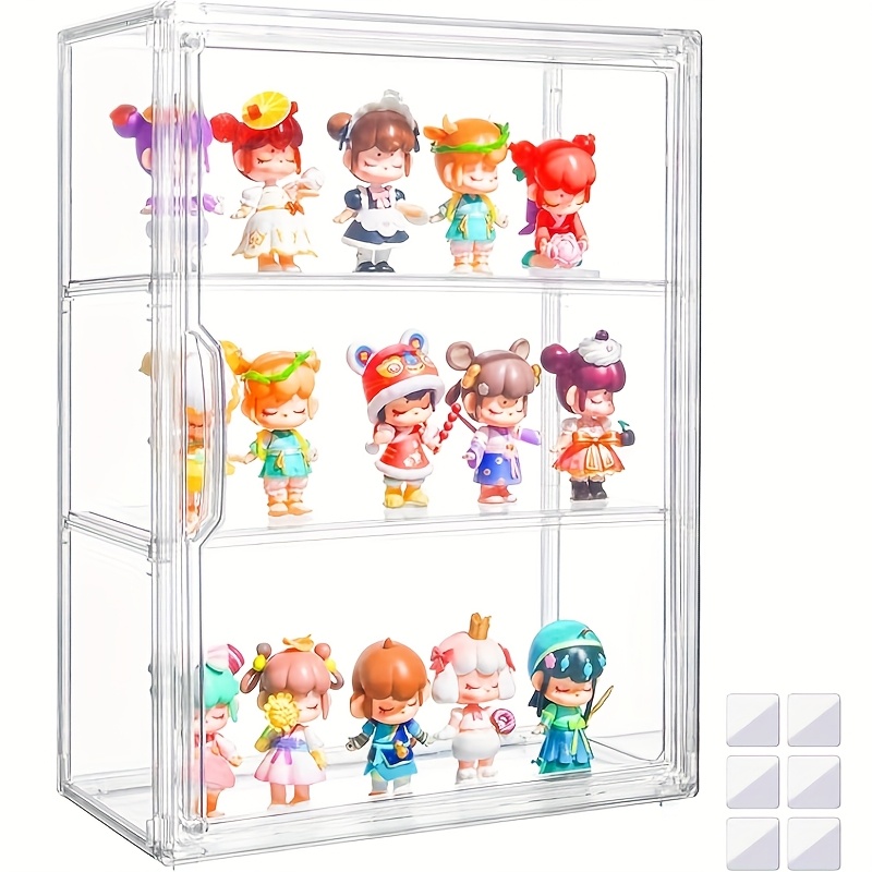 TEMU 2 Tier/ 3 Tier Clear Acrylic Display Case And Storage Cabinet With Magnetic Door, Stackable Dust-proof Design, Wall-mounted Or Desktop Use For