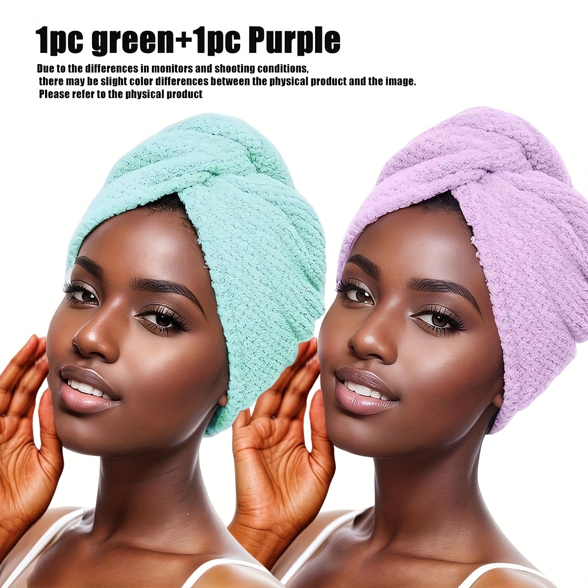 TEMU Set Asciugamani per Capelli in Microfibra, Asciugamani per Asciugatura Capelli, per Capelli Super Assorbenti in Peluche Corallo con Chiusura a -