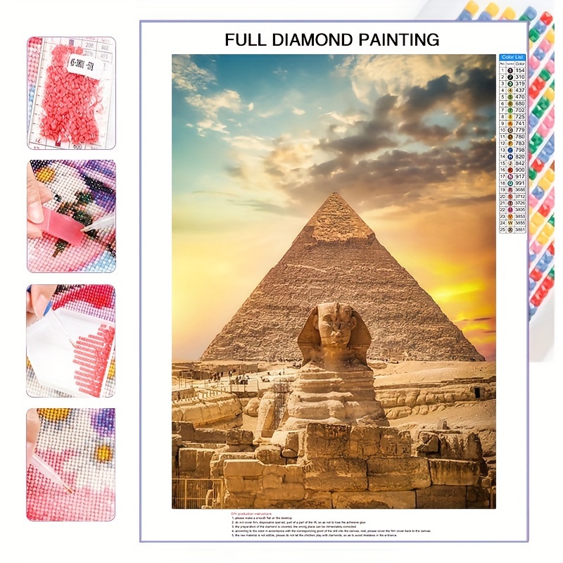 

Kit de peinture diamant 5D de 30x40 cm avec diamant rond complet, motif pyramidal, adapté aux adultes, débutants, décoration murale familiale, cadeau fait main, sans cadre