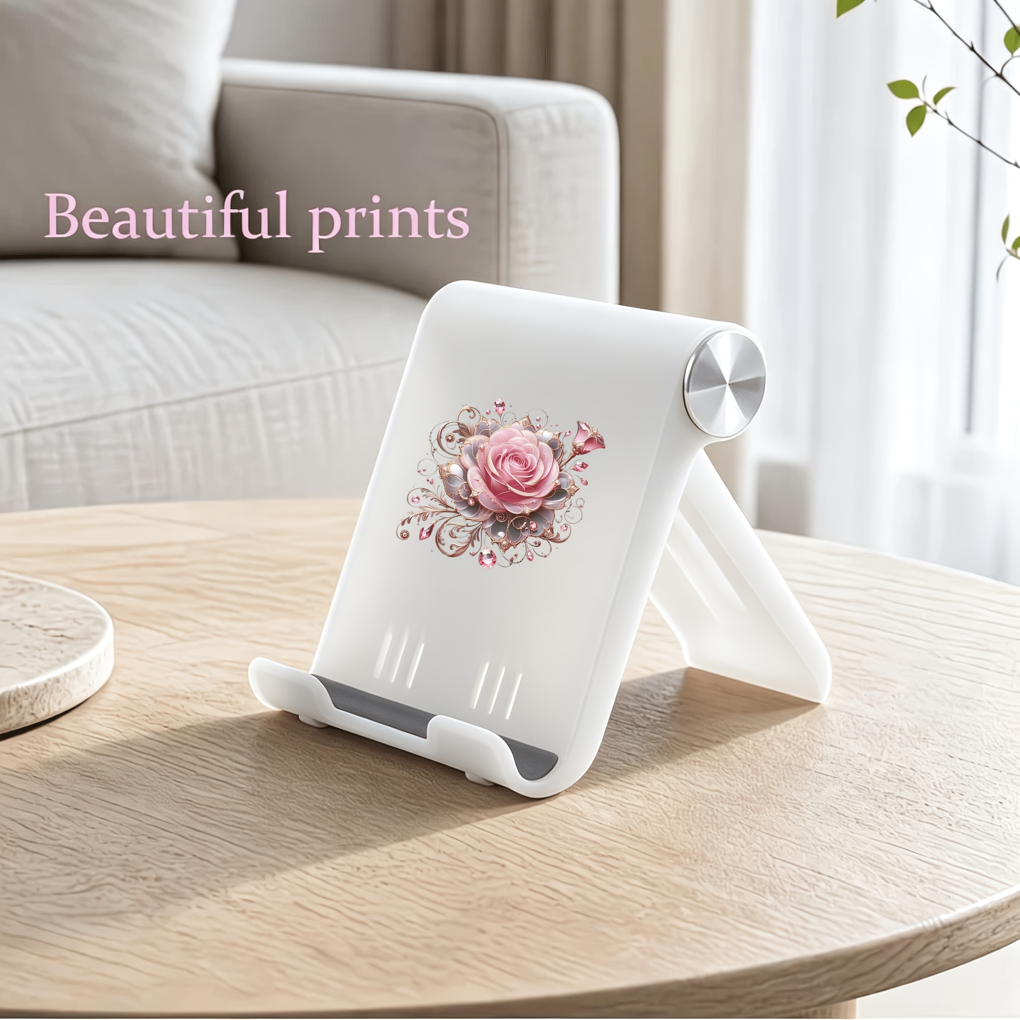 TEMU 1pc Crystal Rose , Foldable Phone Stand, Lightweight And Portable Tablet Stand, Universal Phone Stand, Multi-angle Adjustable, Neck Care,