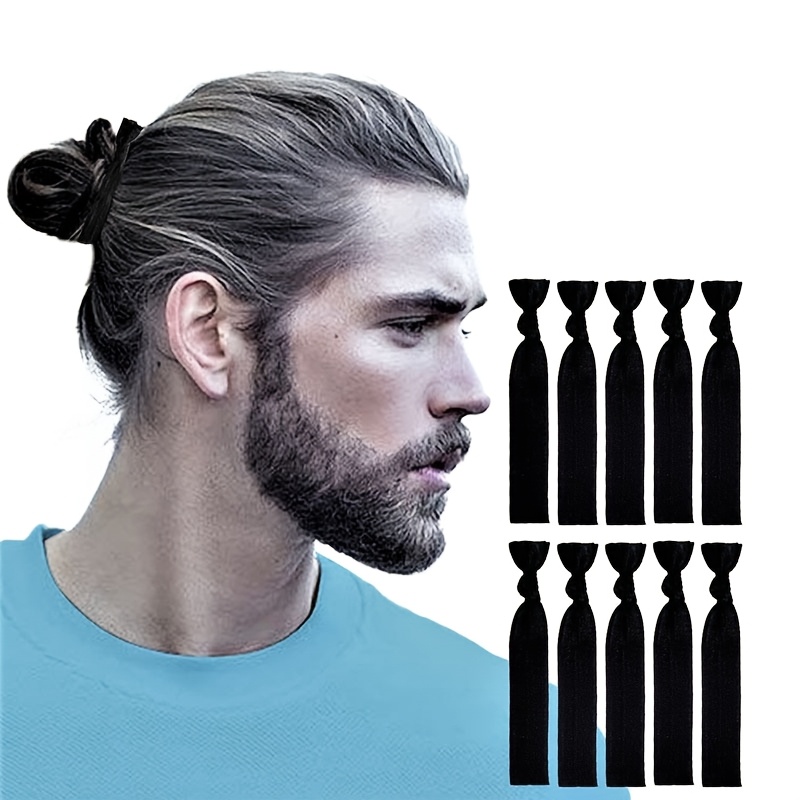 TEMU 2d Flat, 10pcs, Men's Hair Ties, Trendy Hair Bands For Men, Handcrafted 2d Seamless Hair Bands For Men And Women, Black.