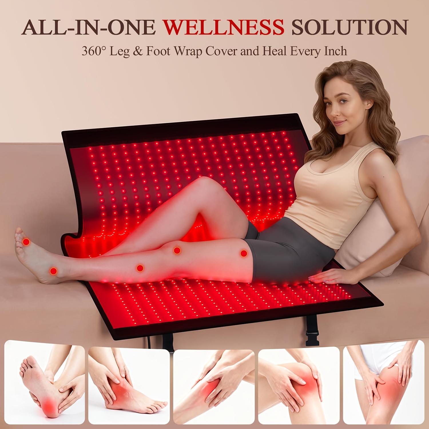 red light blanket for legs all in one pain relief   for full feet legs knee with 660nm 850nm infrared light at home 1140pcs leds Product details 5