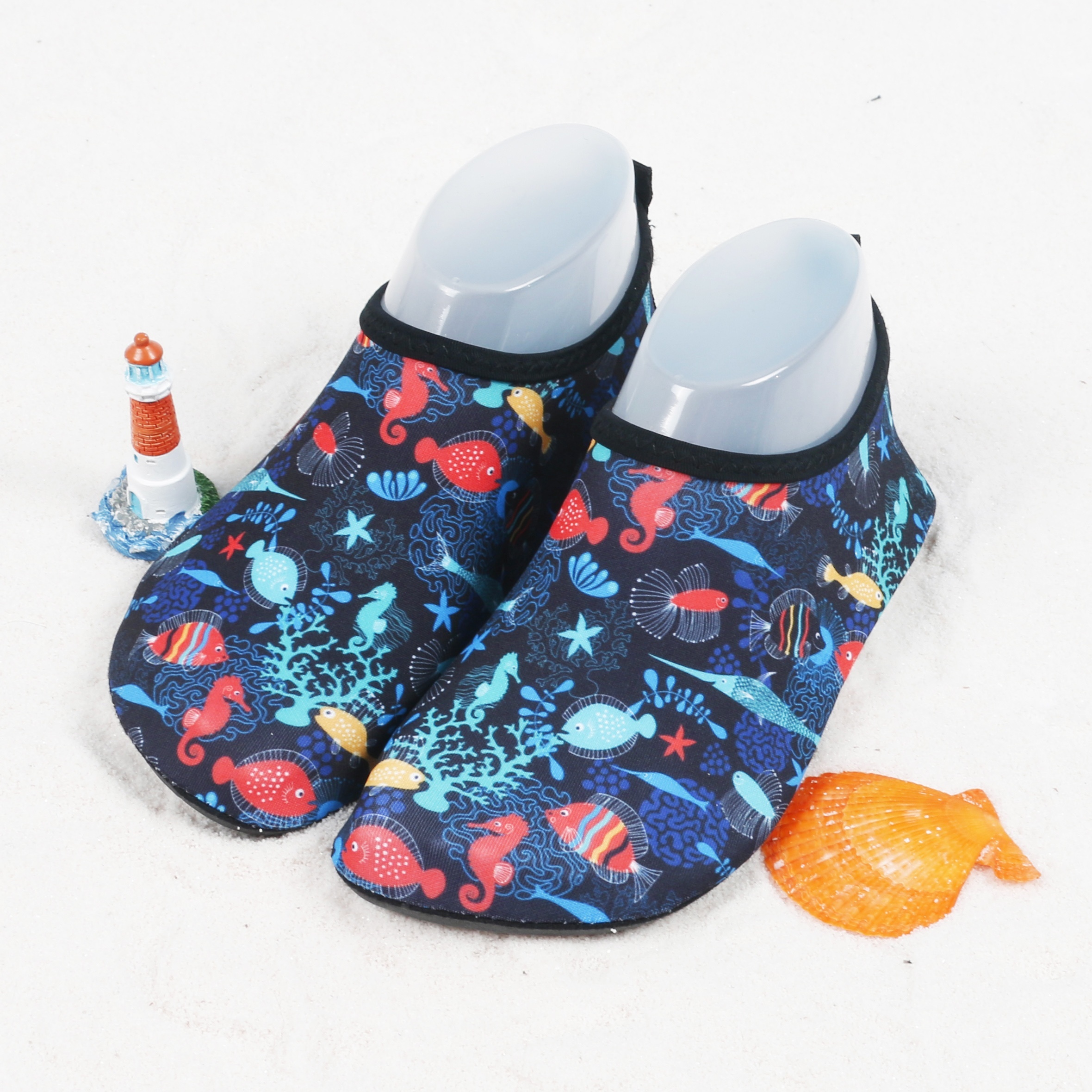 Youngsters' Lightweight Slip-On Swim Shoes - Quick-Dry Beach Water Shoes with Cartoon Whale & Designs, Soft Fabric & TPR Sole for Outdoor Swimming, Pool, Lake, Beach, and Light Beige-Friendly Comfort