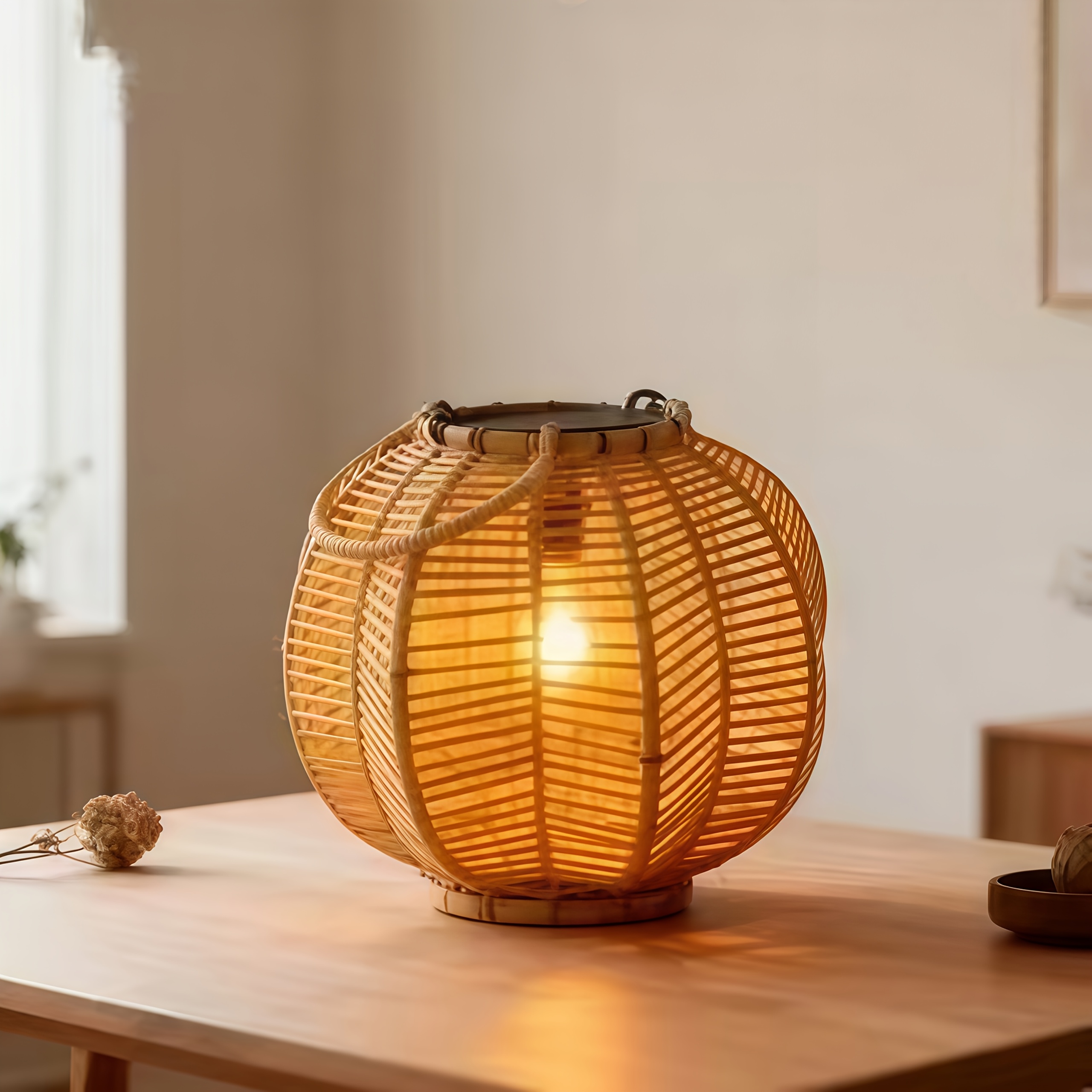 Outdoor Hand-Woven Solar Lantern with Handle, Hanging & Standable Solar Garden Decor Light, Perfect for Courtyard, Patio, Porch, Lawn, Pathway, Wedding and Home Decoration