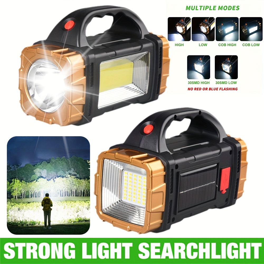 

2 Led Hand Lights Solar Charging Outdoor Camping Lights 6 With Side Lights Cob Emergency Lighting Flashlight Outdoor Lights