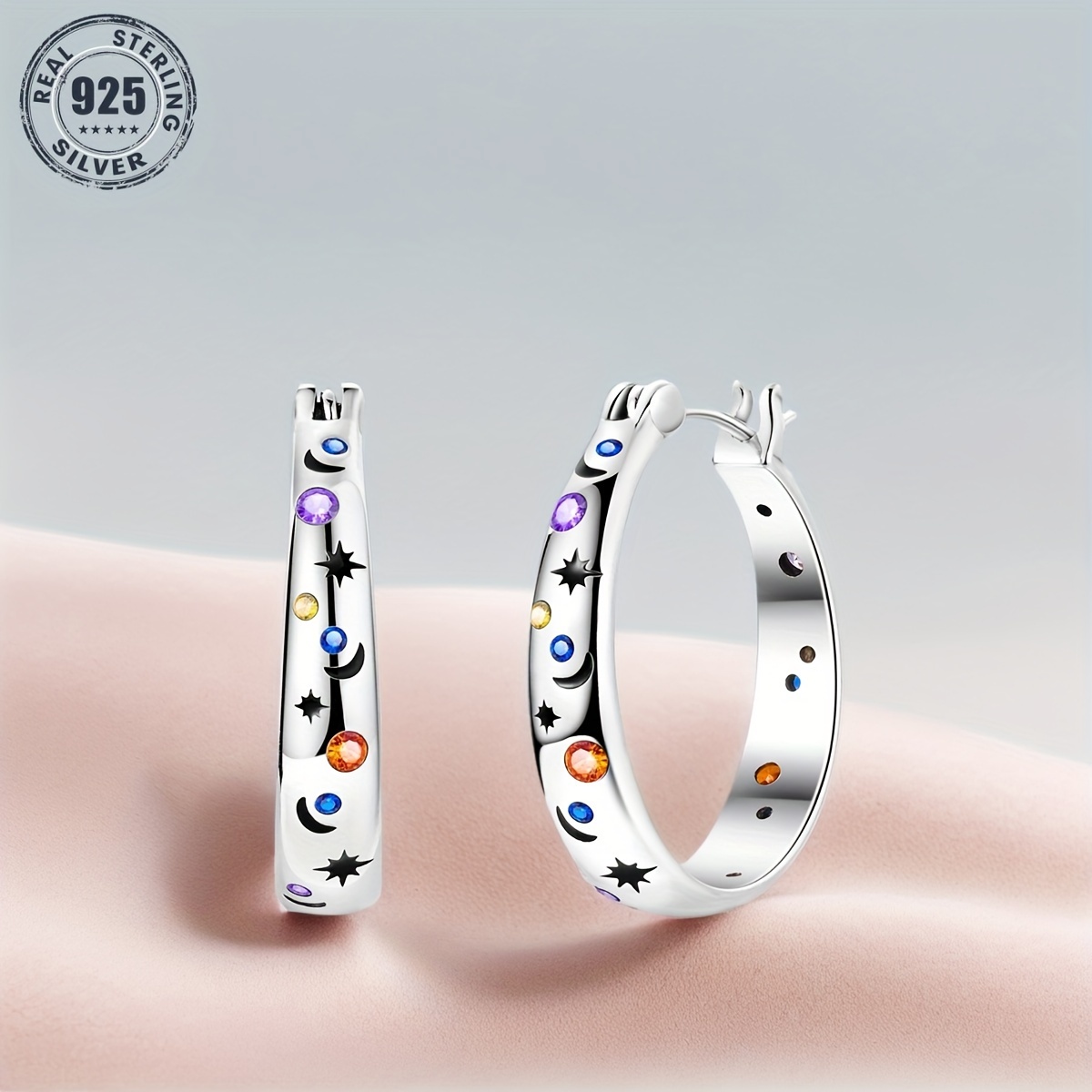 

S925 Sterling Silver Hoop Earrings, Allergy-proof Design, And , Ideal Gift For Women, Holiday, Lovers, Friends, For All Season Wear