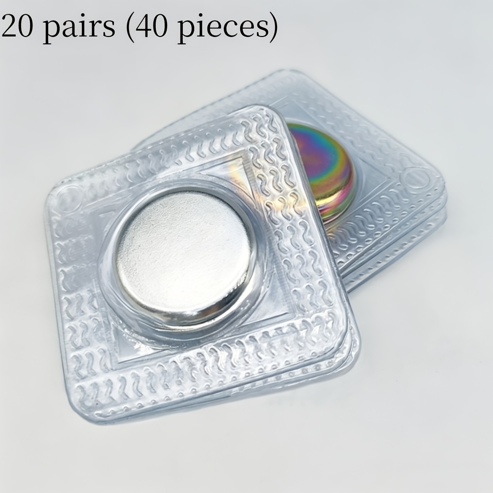TEMU Lot de 20 paires (40 pièces) de boutons-pression magnétiques puissants - Ensemble de boutons-pression magnétiques, boutons-pression magnétiques