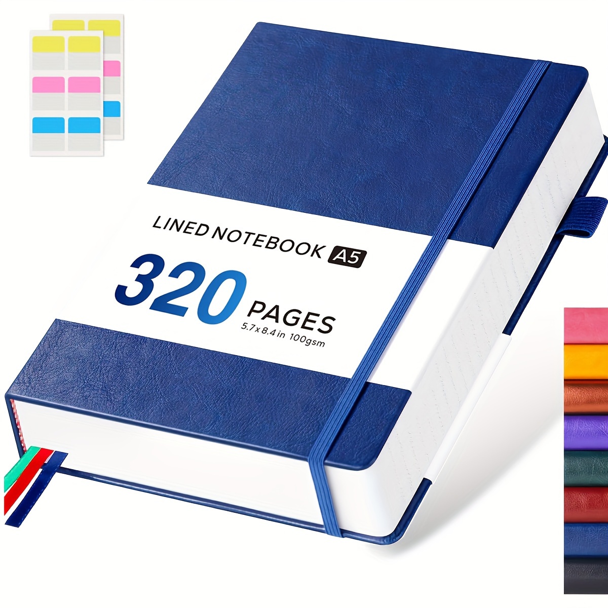 

A5 Leather-lined Journal Notebook With A Cover And Index, Leather Notebook Featuring 320 Lined Pages Of Gsm Paper, Multicolors, Perfect Gift For Back-to-school, Christmas