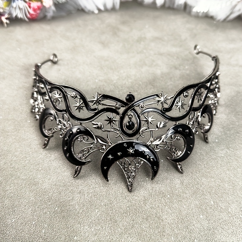 black gothic moon halloween celestial resin tiara - Temu  display picture 3