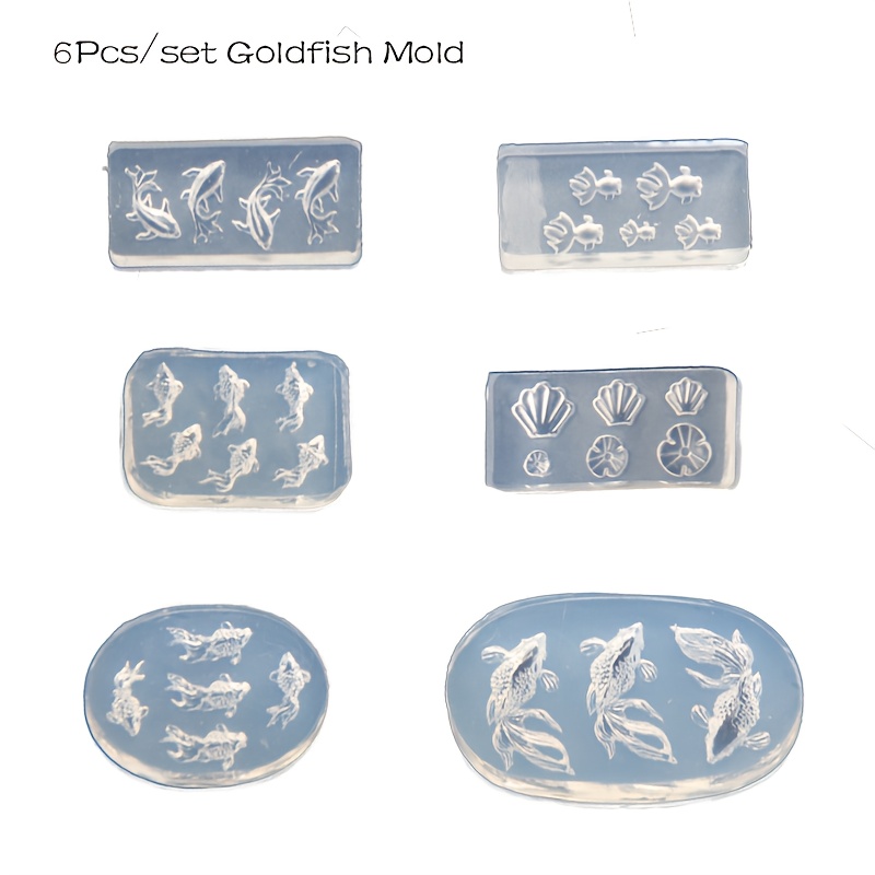 E-shop 6-teiliges Mini-Goldfisch Epoxidharz Formen-Set, Dreidimensionale Fische für DIY-Bastelarbeiten Schmuckherstellung