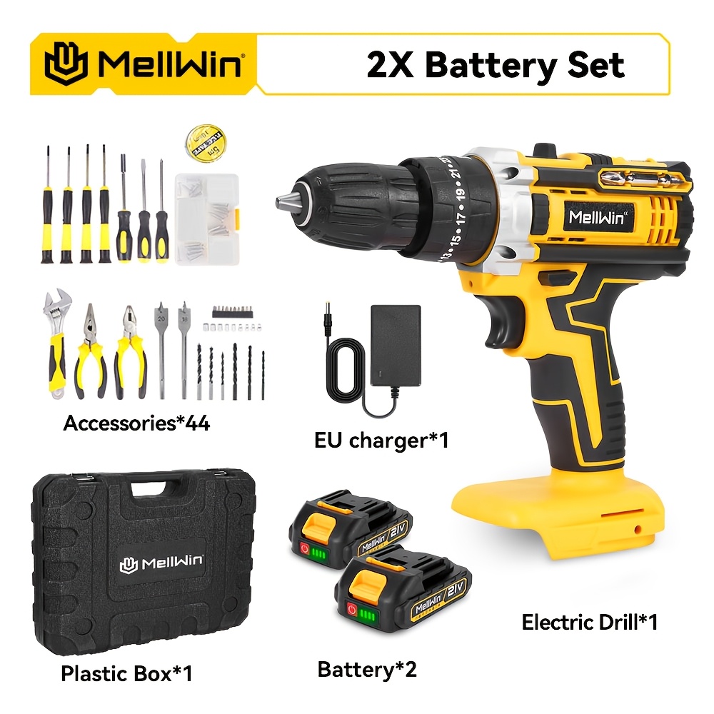 Image of Cordless Electric Drill, Electric Screwdriver Set, Electric Tool Kit Options . Suitable For Industrial Drilling, Diy Tools, Home Renovation, And Furniture Assembly