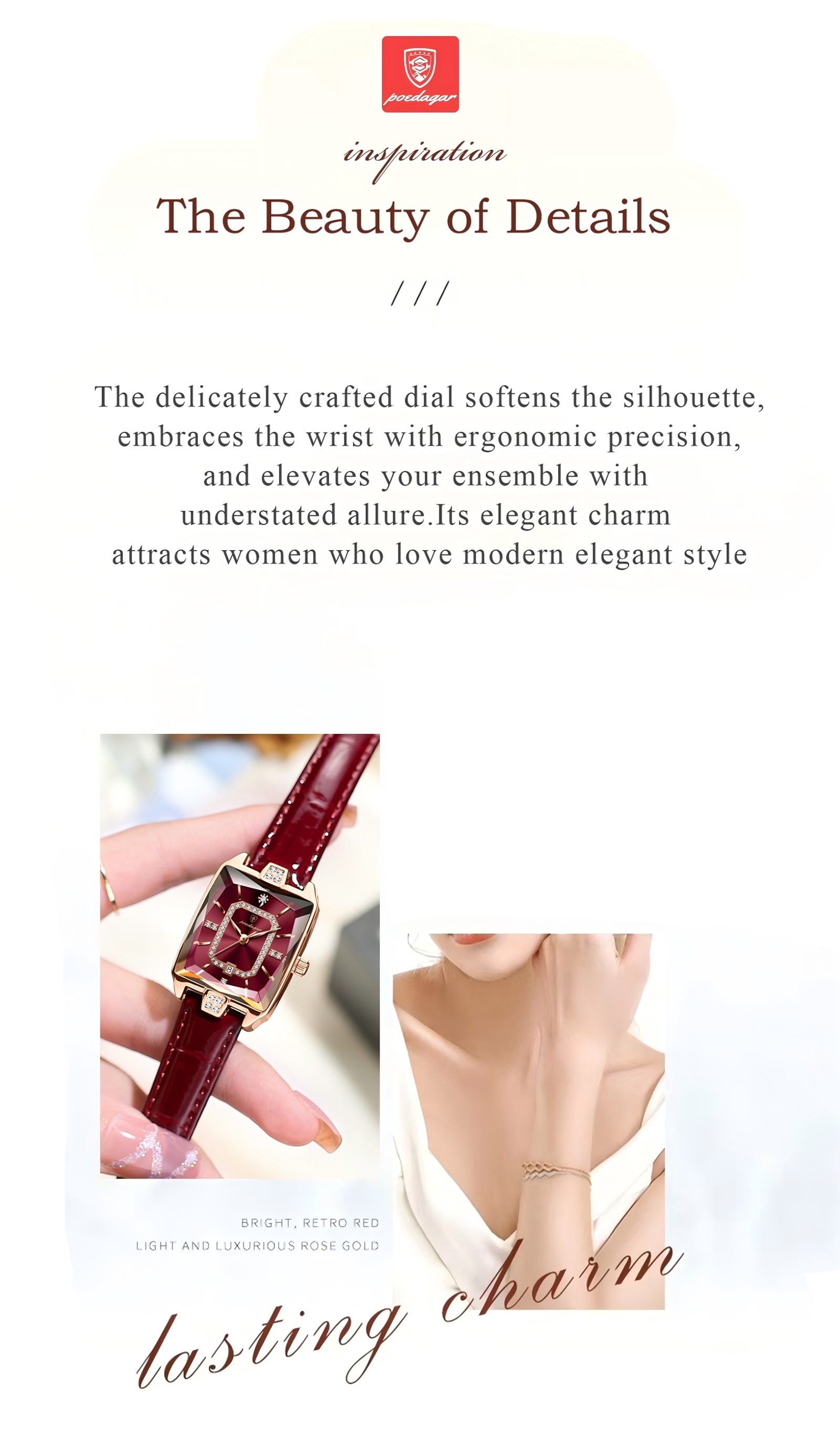womens elegant watch   ladies wristwatch with burgundy dial square case quartz movement high quality up to 3atm 30m pu leather strap everyday formal jewelry like accessory for women stylish wristwear sophisticated     dial fashionable   fashion accessory chic wristwear durable   professional women Product details 1