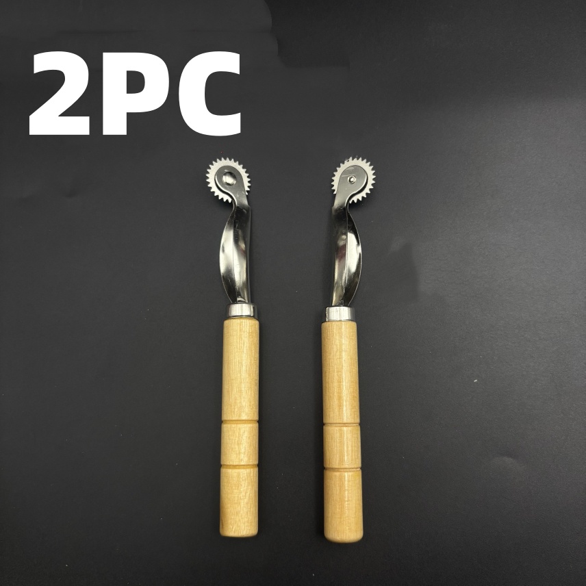 Image of 2 Heavy Duty Metal Hole Punch, With Wooden Handle - Manual Lever Mechanism, Foldable Design And Precise , Suitable For Crafts, Cardboard Boxes