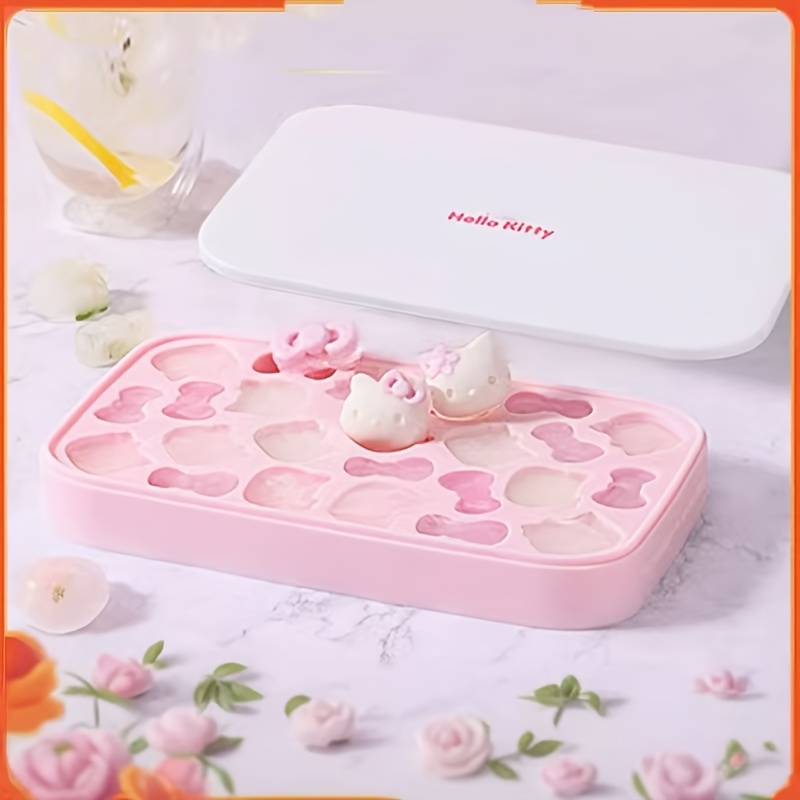 TEMU 4pcs Hello Kitty Silicone Ice Cube Molds - Cute Cat And , Flexible And Moldable, Enjoy Imaginative Snacks, Cubes, Suitable For Celebrations And