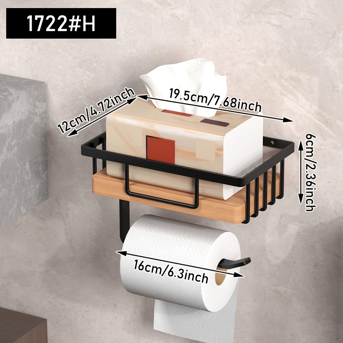 TEMU Mensola da bagno a parete da 1 pezzo con porta carta igienica, perfetta per risparmiare e bagno a parete - Organizzatore durevole per rotolo di