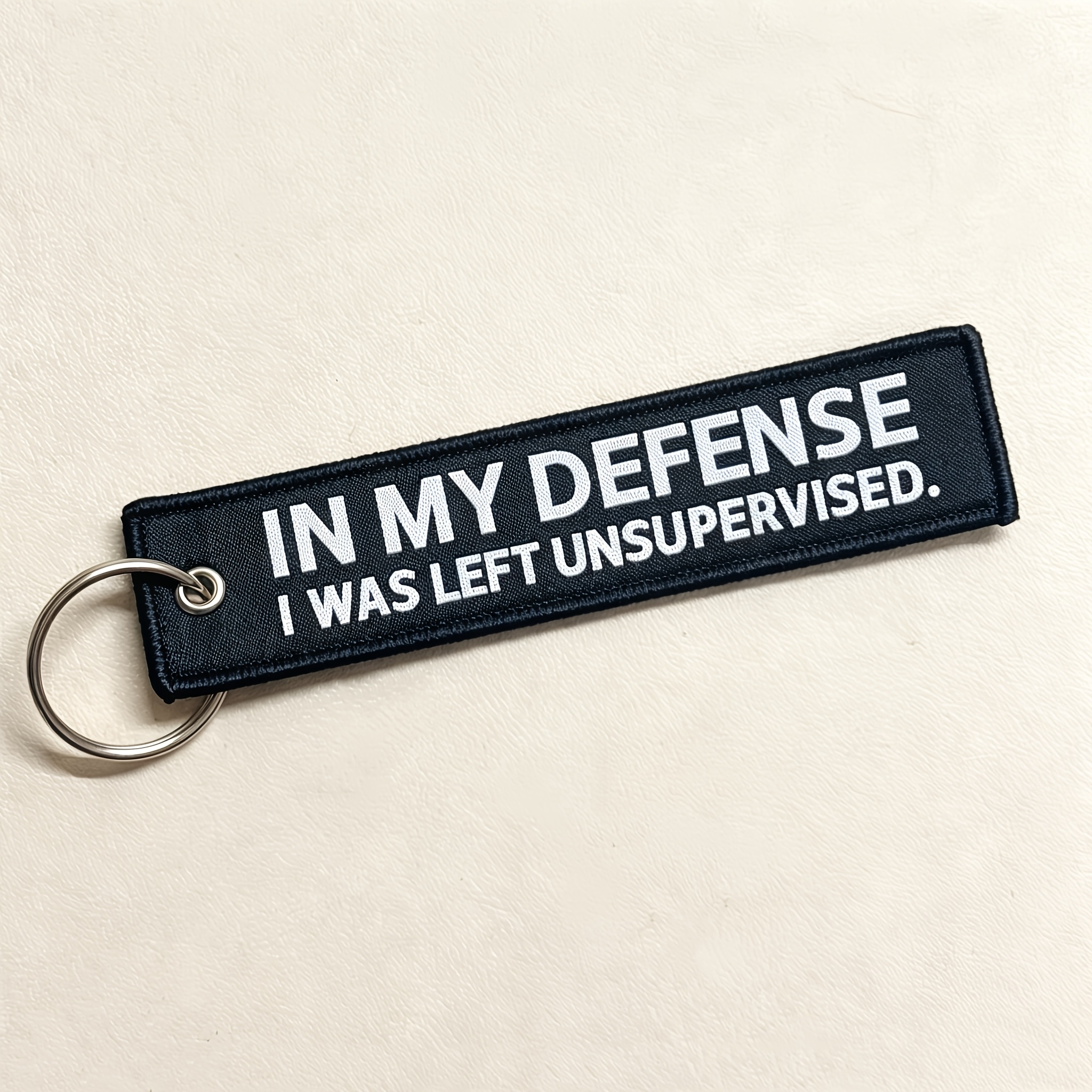 TEMU 1pc Of Fun Slogan Woven Label Keychain, Suitable For Motorcycles, Backpack Ornaments