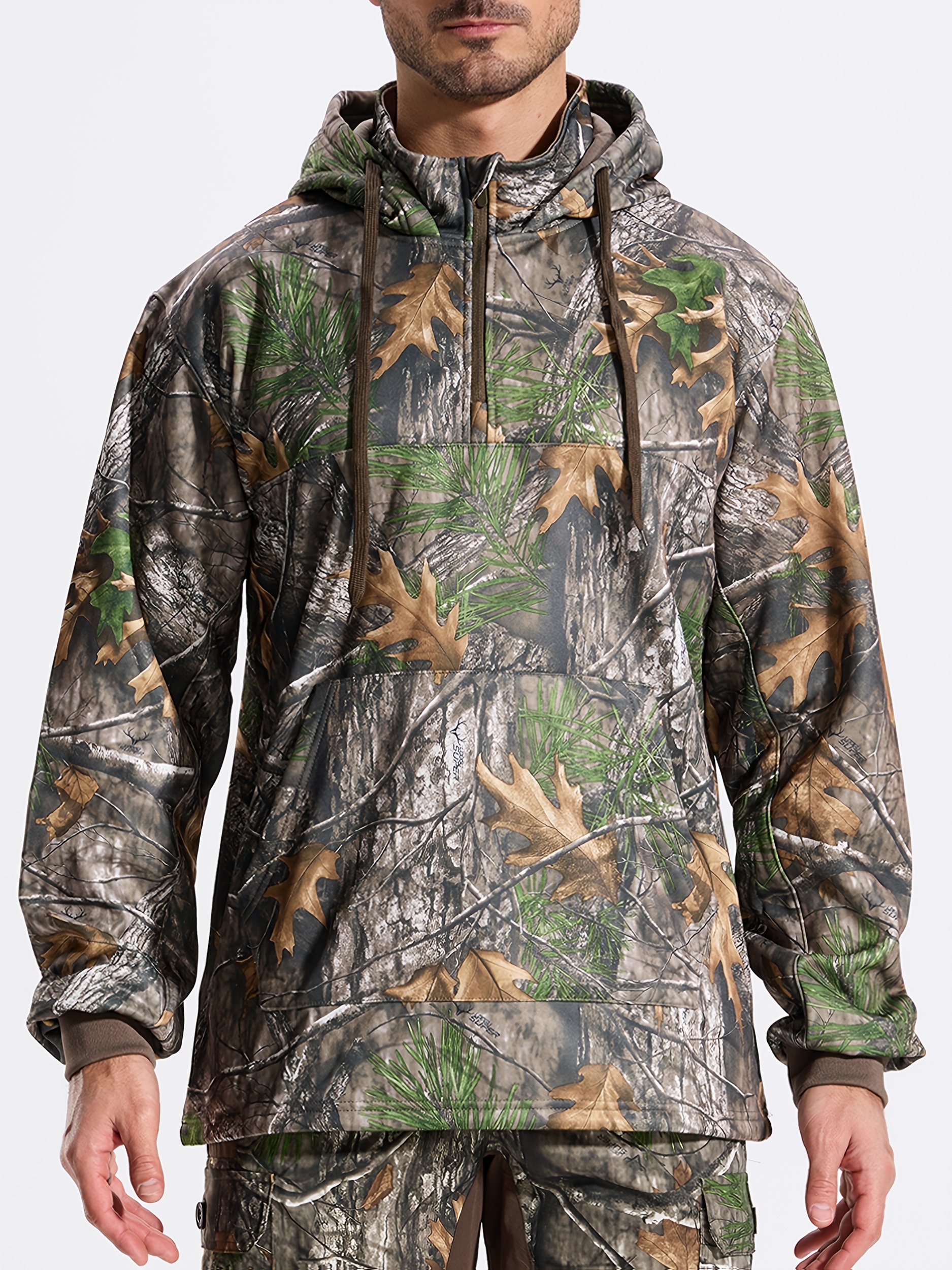 1pc-Outdoor Hunting Tactical Fleece Sweatshirt Men Thickened Windproof Camouflage Hooded Jacket Winter Warm Hunting Tops