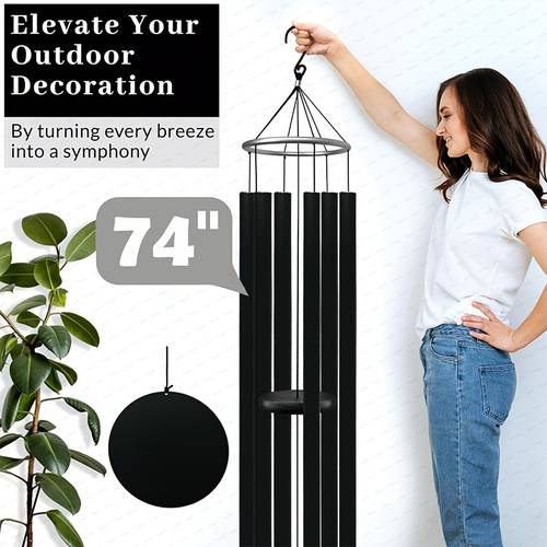 outdoor wind chimes handmade outdoor wind chimes in extra large sizes deep sound metal wind chimes suitable for garden decoration large wind chimes with deep resonance thick tube body with strong weather black