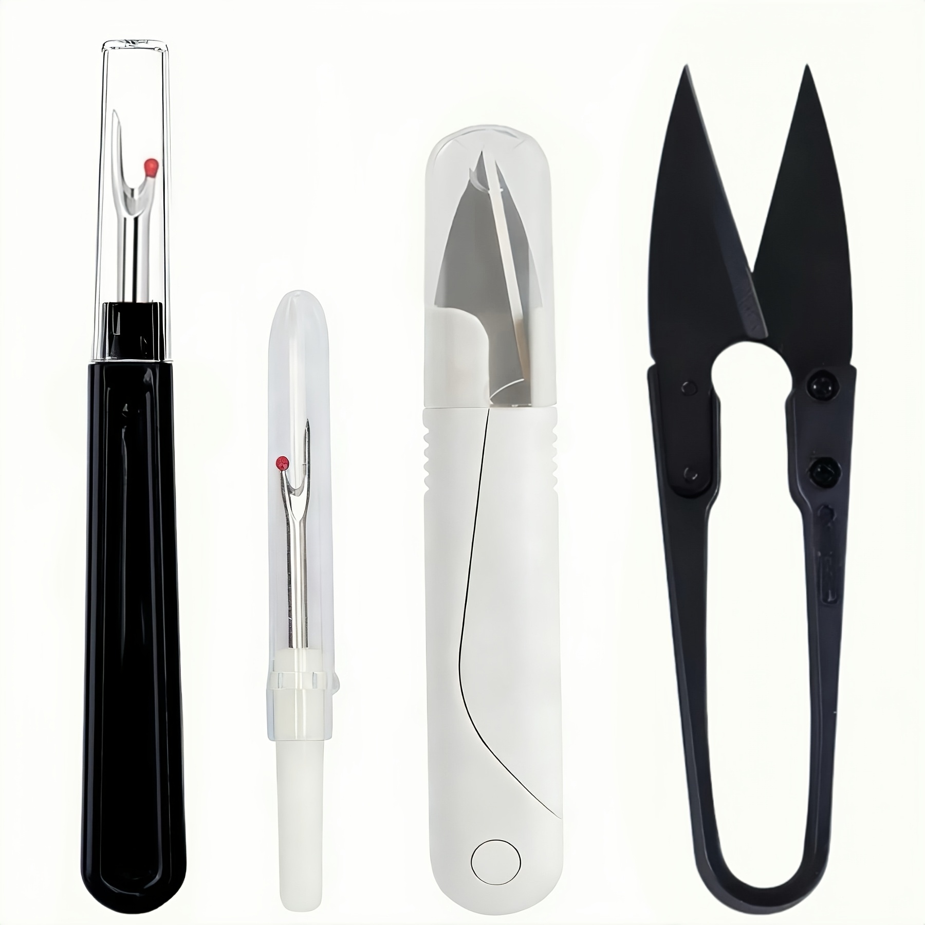 TEMU 4pcs/set Sewing Tools, Featuring A White And Unpicker, A Seam Ripper, And Scissors For Cutting Threads, Designed For Removing Stitches In