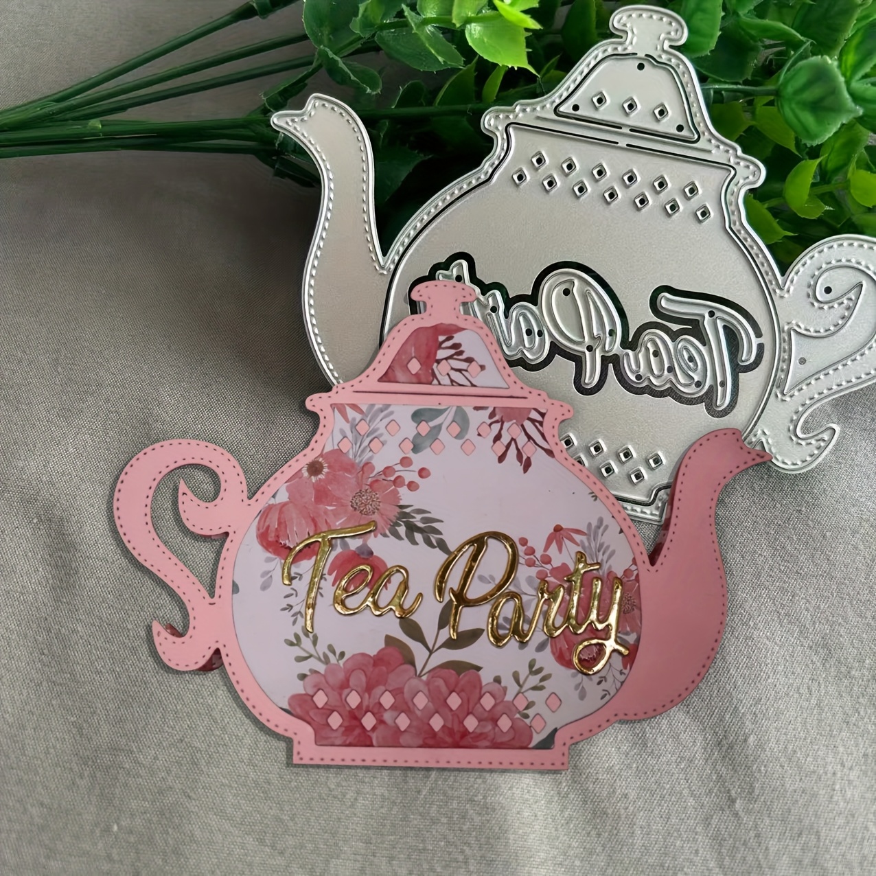 TEMU 1pc Metal Teapot Cutting Die, Embossing Template, Handmade Card Decoration Die Cutting Tool, Gift Card Creation