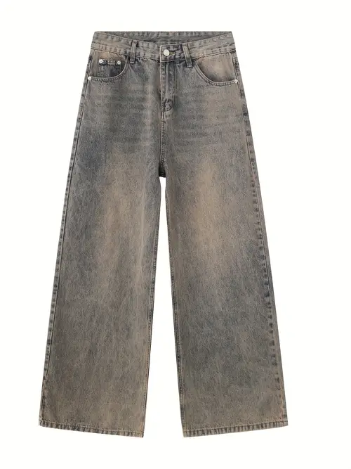 mens casual denim jeans mens loose and trendy oversized pants hanging and wide floor pants