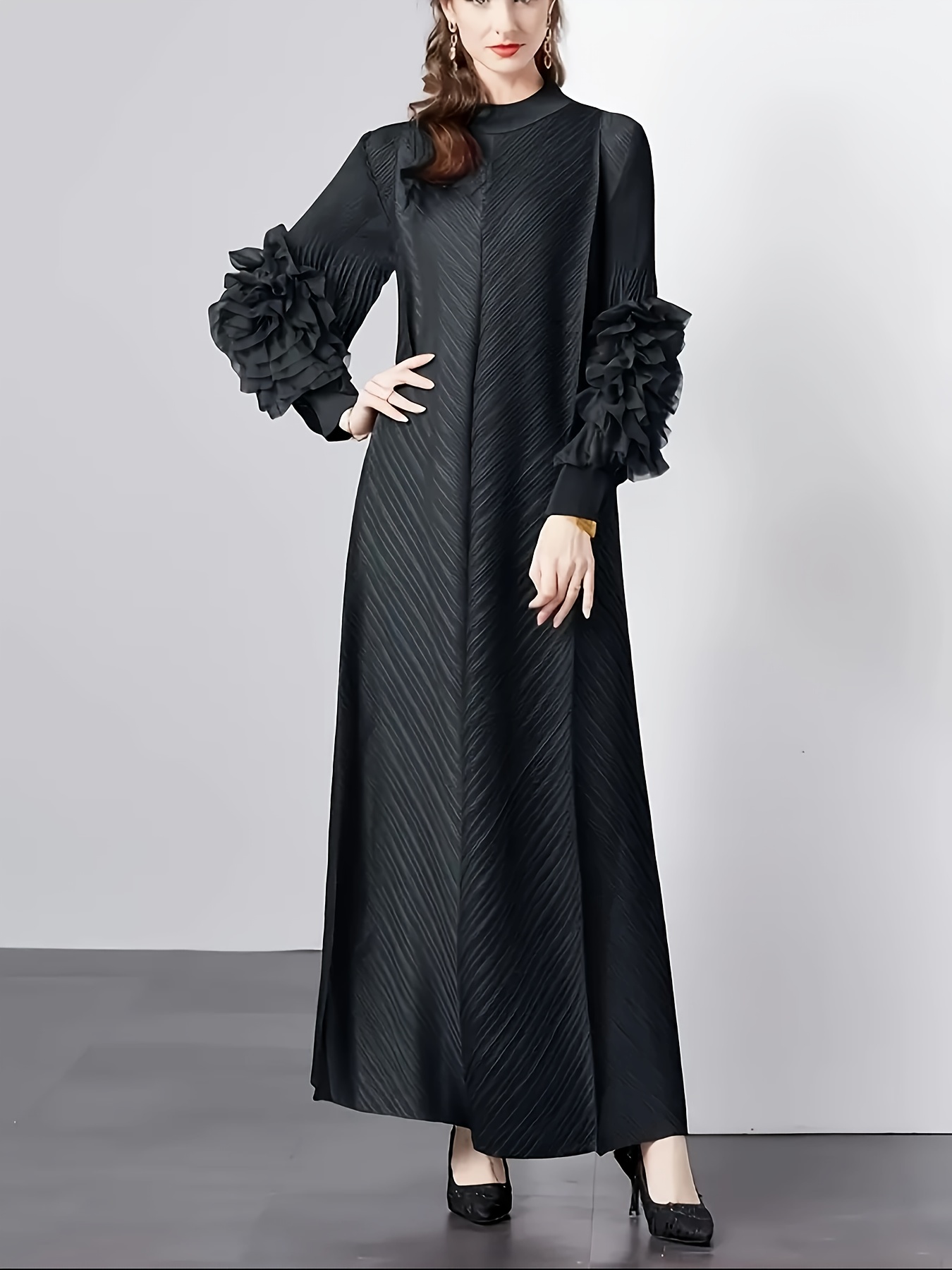 floor length prom dresses with long sleeves Long Sleeves Glitter A Line Long Prom Dress