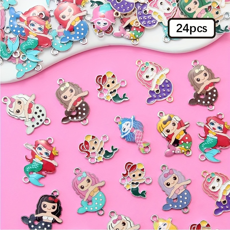 TEMU 24pcs/48pcs/96pcs Random Assorted Mermaid Series, Fashionable Enamel Drip Jewelry Handmade Accessories, Pendants, Diverse Styles, Suitable For