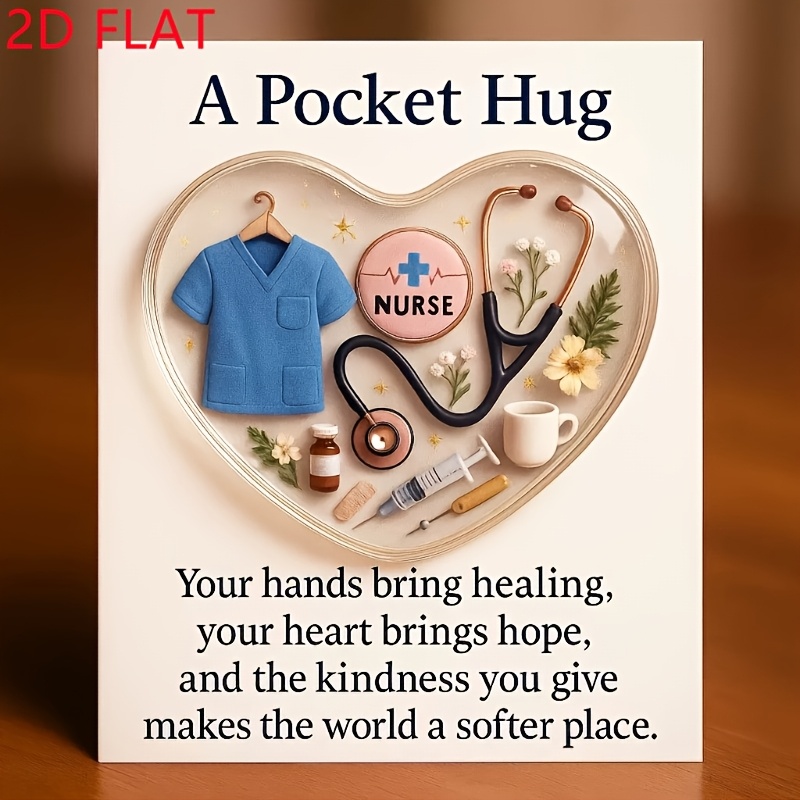 TEMU Nurse Pocket Hugs, Heart-shaped Nurse Equipment Statue With Emotional Encouragement Greeting Cards, Inspirational Cards, Hug Tokens, Friendship