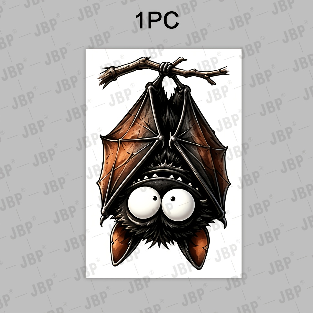 TEMU 1pc Cute Big- Bat Hanging On Branch Window Sticker Removable Self-adhesive Decal For Windows Glass Wall Decor Holiday And Party Ornaments Add
