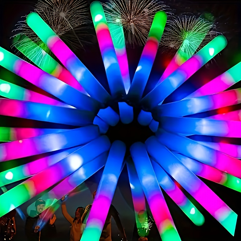 TEMU Gift For Her/him 200pcs/group Glow Sticks, Loose-packed, Party Foam Glow Sticks, Party Glow Supplies, , 3 , Colorful Flashing, Suitable For