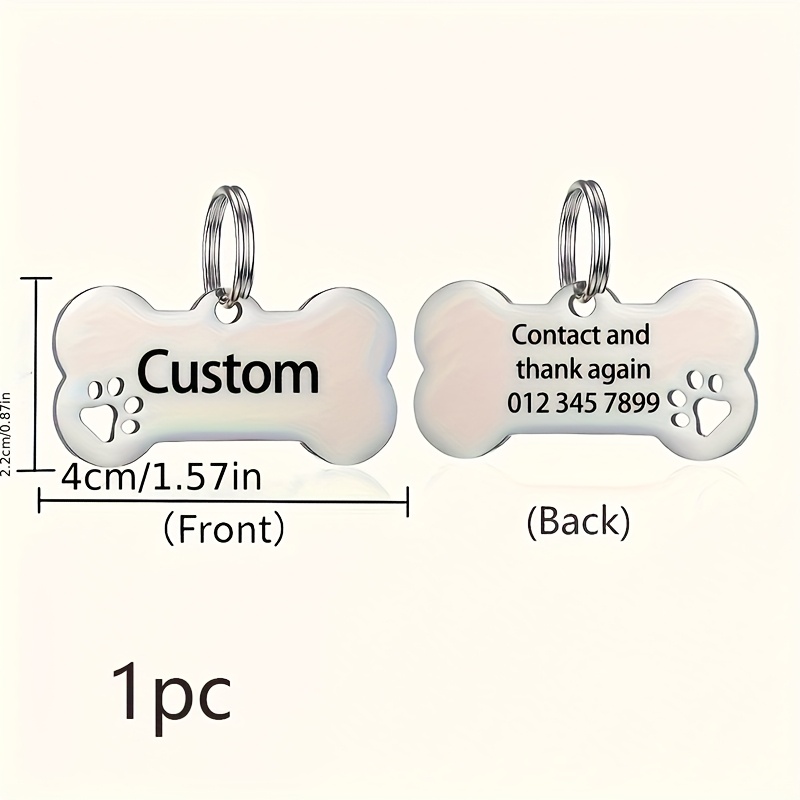 Customized Personalized Dog Tag, Durable Stainless Steel Tag