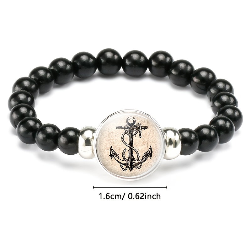 Teenager's Classic Black Bead and Chain Bracelet, Retro Style