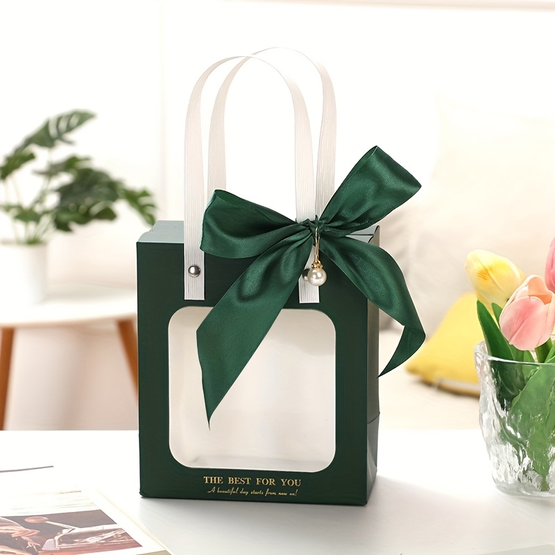 E-shop 30er Set Geschenktüten, inklusive 10 Stück Fenster-Tüten, 10 Stück Bänder und 10 Stück Perlen-Zubehör, Premium Geschenktüten, faltbar und