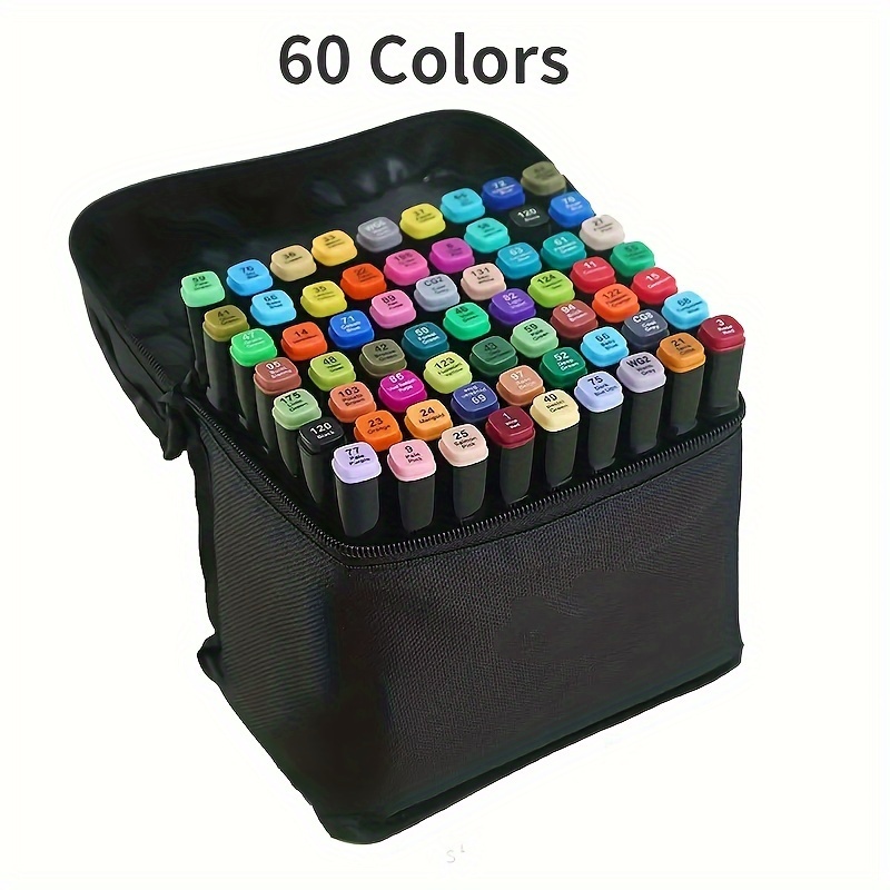 

60 Colors Alcohol Brush Markers Chisel Dual Tip Markers Set Permanent Sketch Art Markers Pens Coloring Alcohol Markers Wonderful Gift Painting Marking Sketching Coloring Illustrations