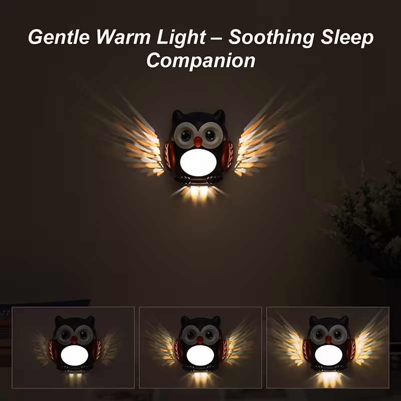 motion sensing light with led soothing blue glow cartoon wall mounted nursery decor usb rechargeable battery powered lamp for kids bedroom nursery room lighting owl lamp christmas gifts Product details 3