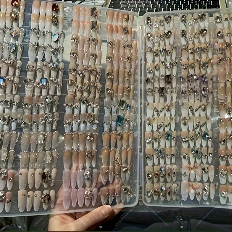 TEMU 96pcs Nail Art Random Combination Set, Fashionable Mixed Color, High-end Texture.wearable Nail Gloss, Nail Art, Fake Nail Art.