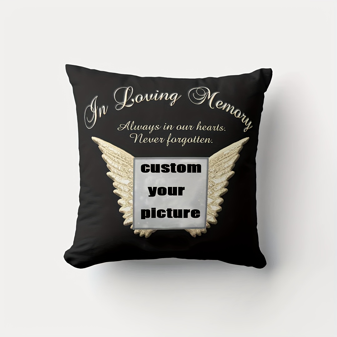 

1pc, Customized, Short Plush Customized Throw Pillow Cover, Single Sided Printing, 18x18 Inch, Photo Memorial In Loving Memory Throw Pillow, No Pillow Core