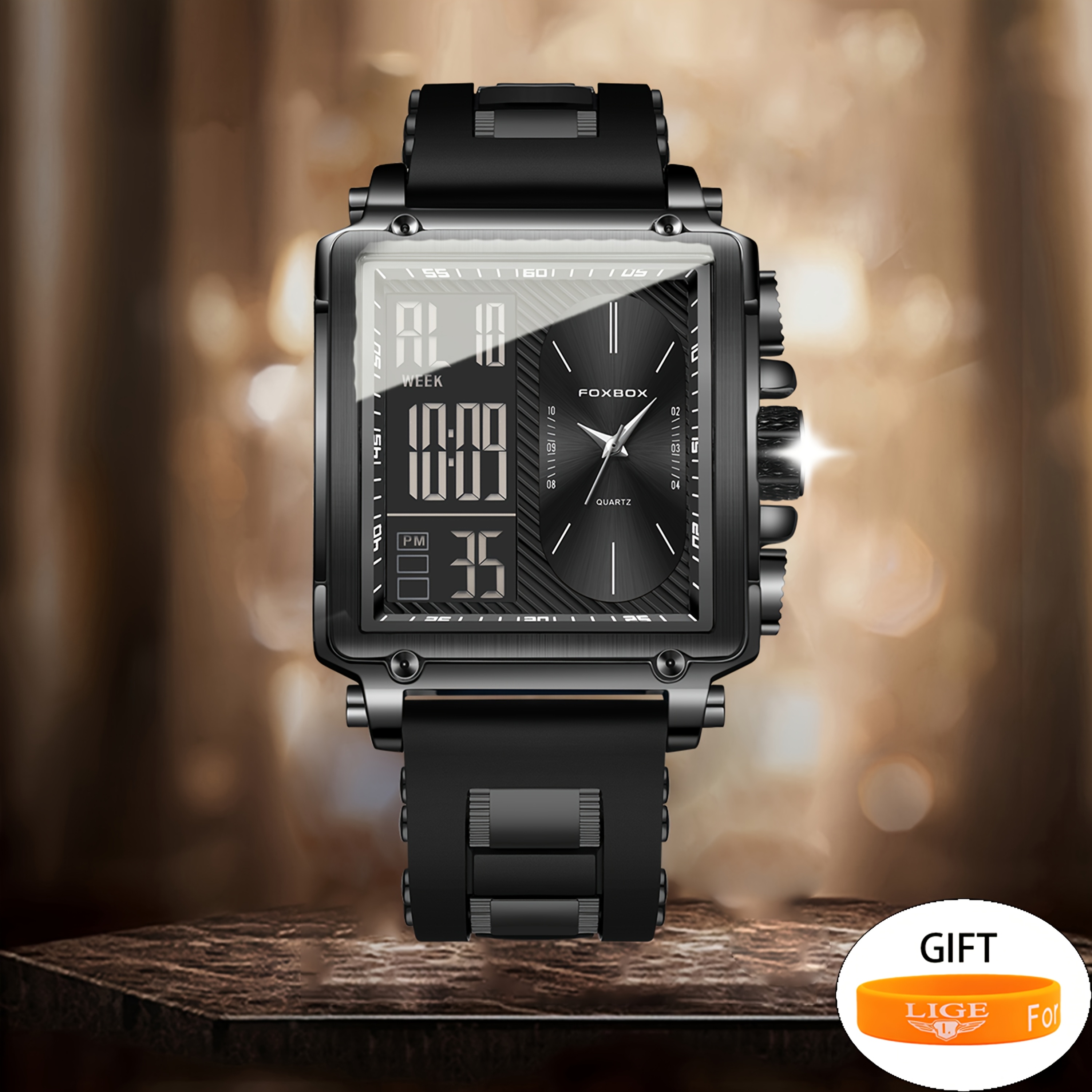 Image of 2026 Lige Square Steel Strip Watch Business Elegant Business Men's Watch Large Dial Electronic Watch Women's Watch Christmas Gift With A Wristband