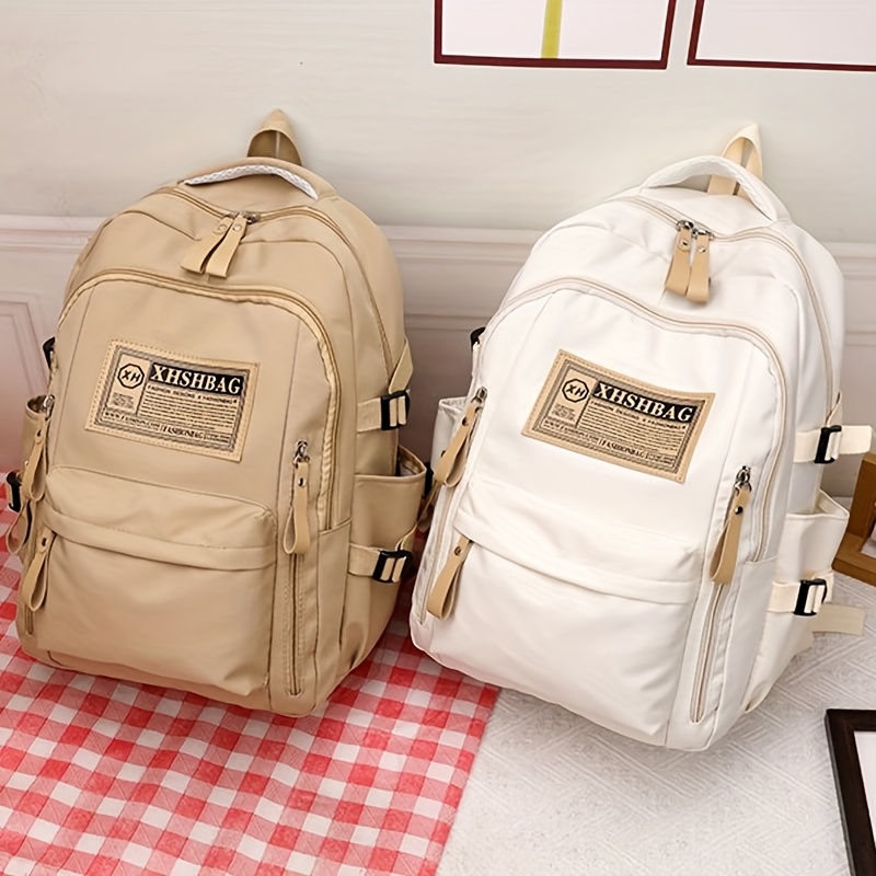 red casual backpack with adjustable shoulder straps multiple pockets lightweight durable polyester for travel school daily   stylish functional design daily   bag minimalist backpack lightweight bag details 0