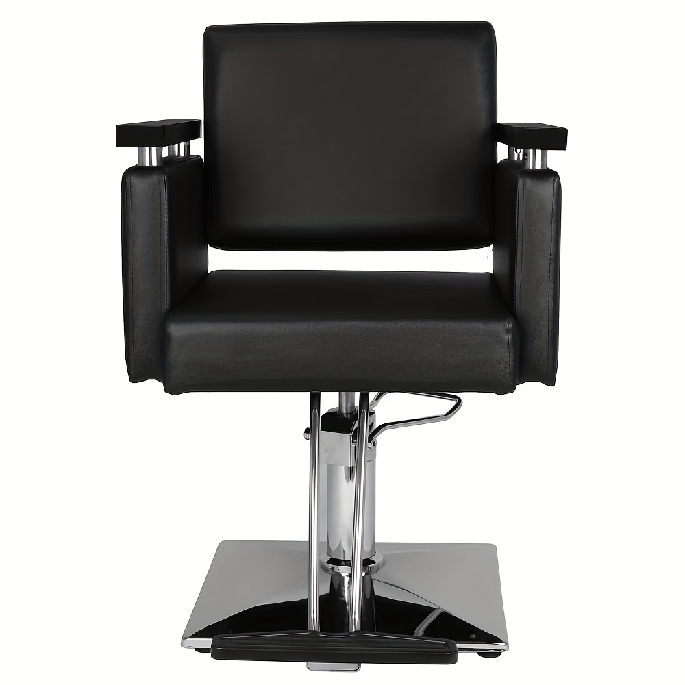 TEMU Pvc Leather Armrests Square Base Barber Chair 150kg Black Bc-bs01category Health And Beauty > Hair > Barber Chair