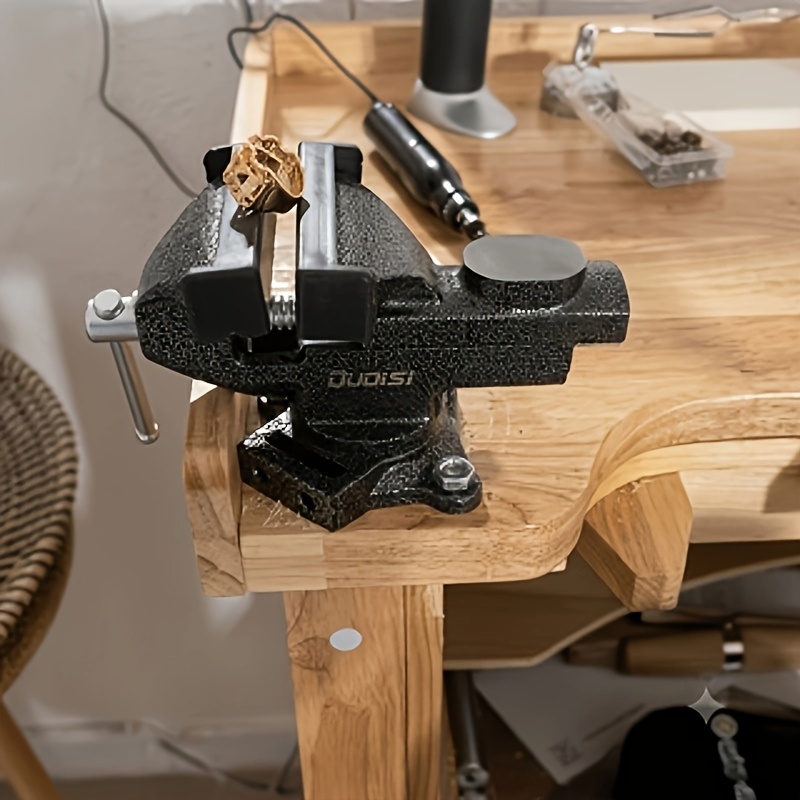 TEMU Heavy-duty Industrial Steel Bench Vise, 270 Degree Swivel Non-slip Jaws, Pre-assembled Sturdy Steel Construction, Precision Vice For Woodworking