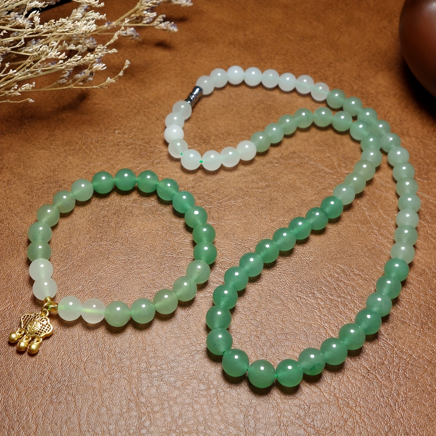 

2pcs Natural Jade Necklace & Bracelet Set, For Men And Women, Couple Jewelry, Best Gift