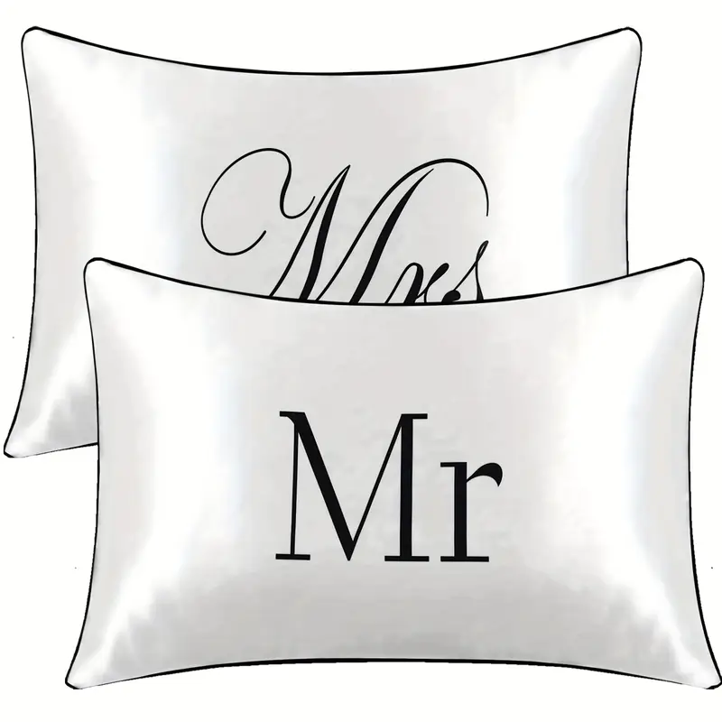 2pcs 100 polyester mr and mrs printed bedroom decorative satin pillowcases for Product details 0