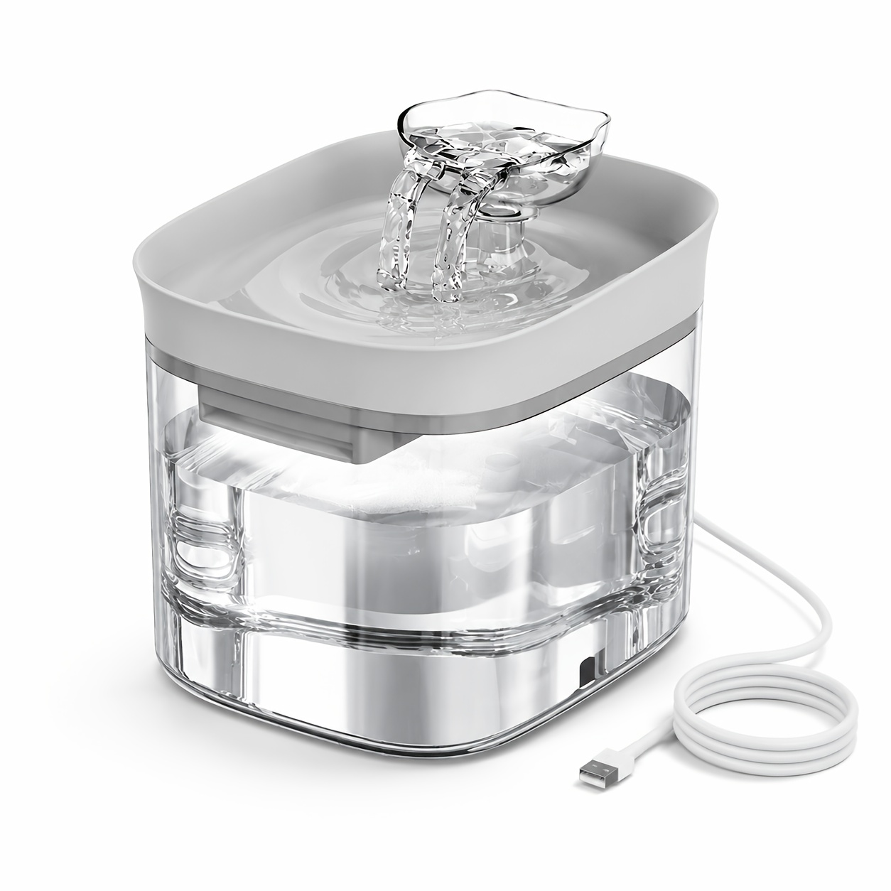 TEMU Cat Water Dispenser 1.8l With Filter Transparent Pet Waterer Suitable For Indoor Cats